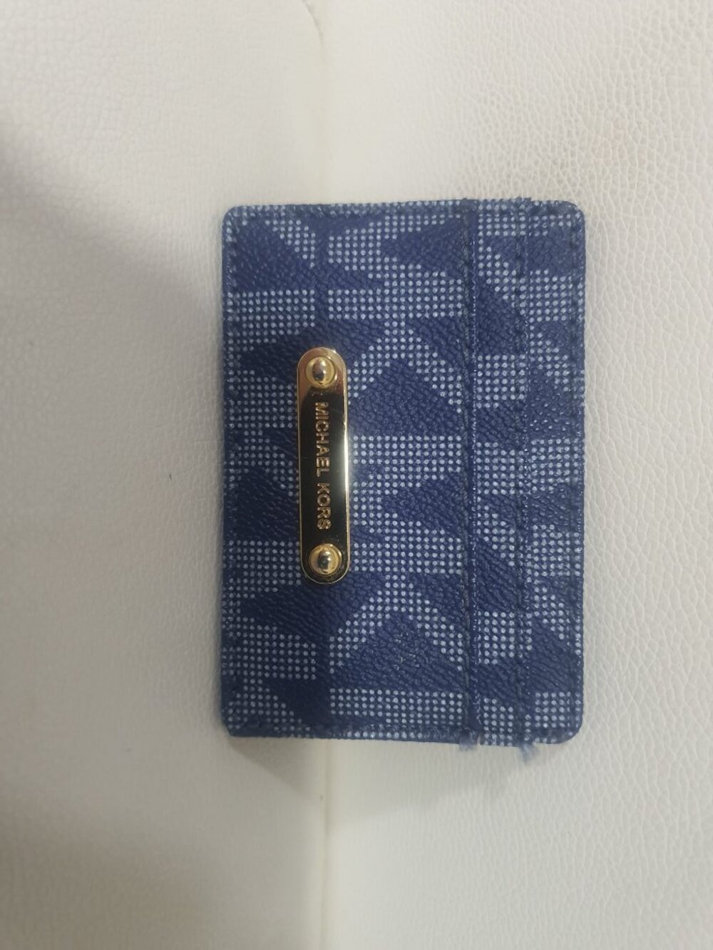 New - Michael Kors Cooper Signature Logo Card Case – Navy Blue